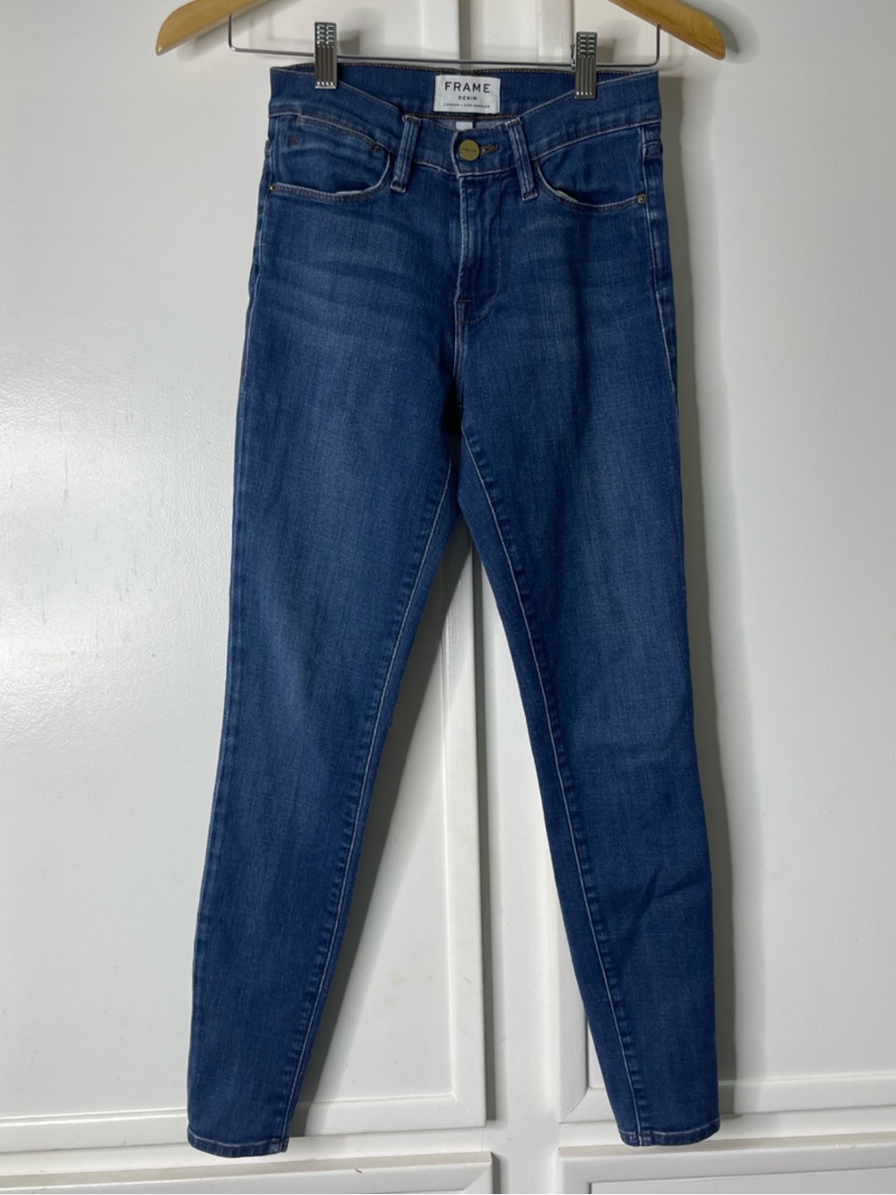 FRAME Le Skinny De Jeanne Crop Blue Stretch Denim Jeans Size 24